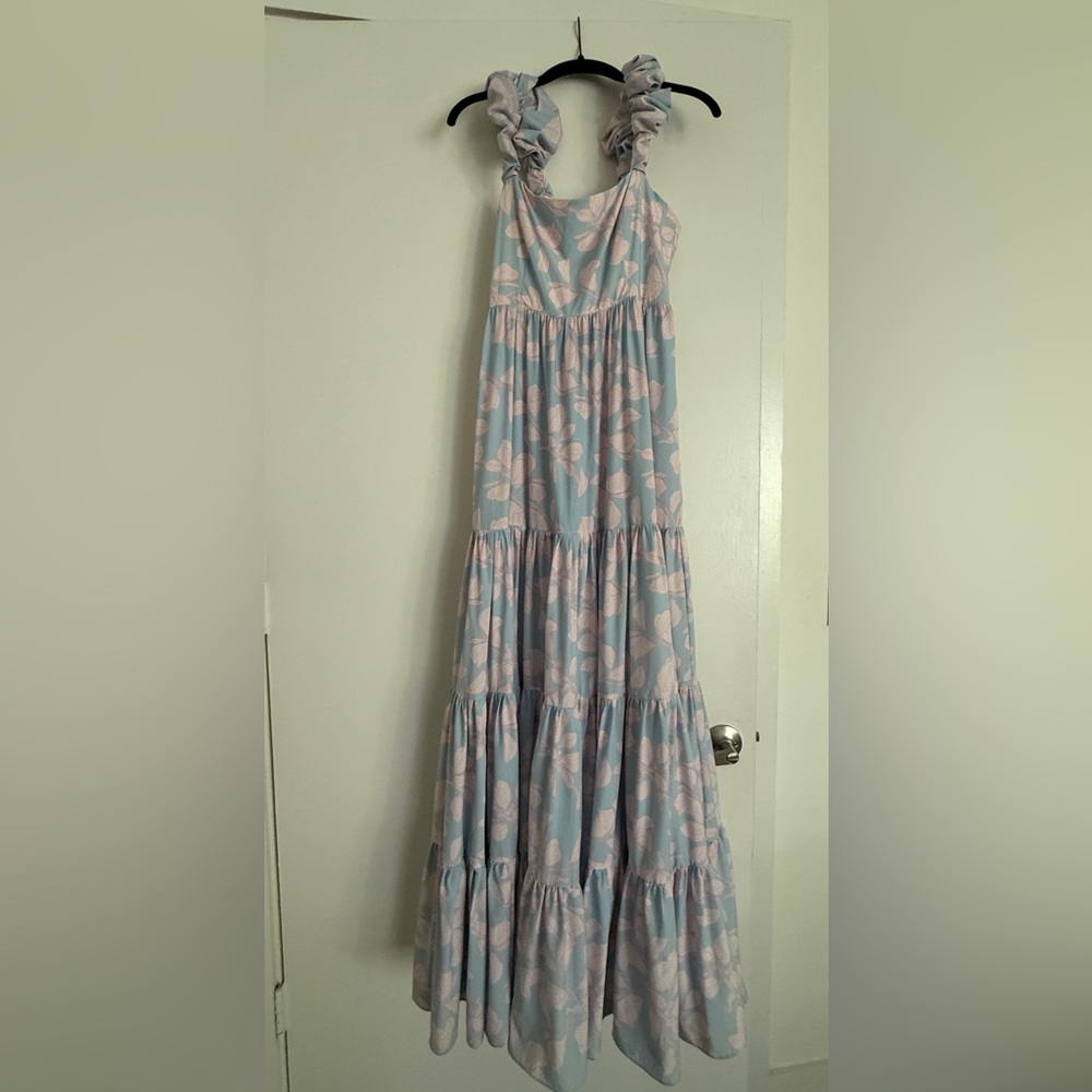 Floral Maxi Dress in Light Blue and Pink - Baby shower dress - Vicky Tcherassi